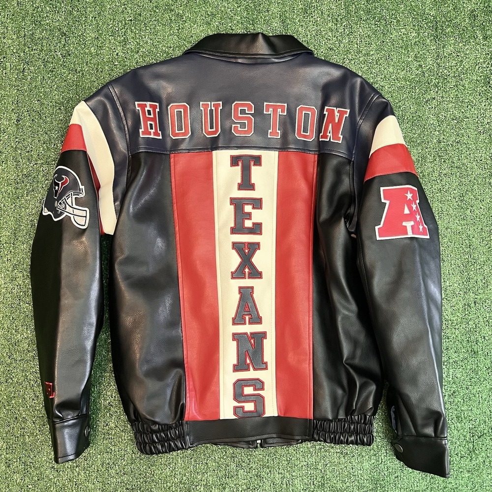 Vintage 2002 Houston Texans G-III Sports Full-Zip Leather Varsity Jacket Sz S